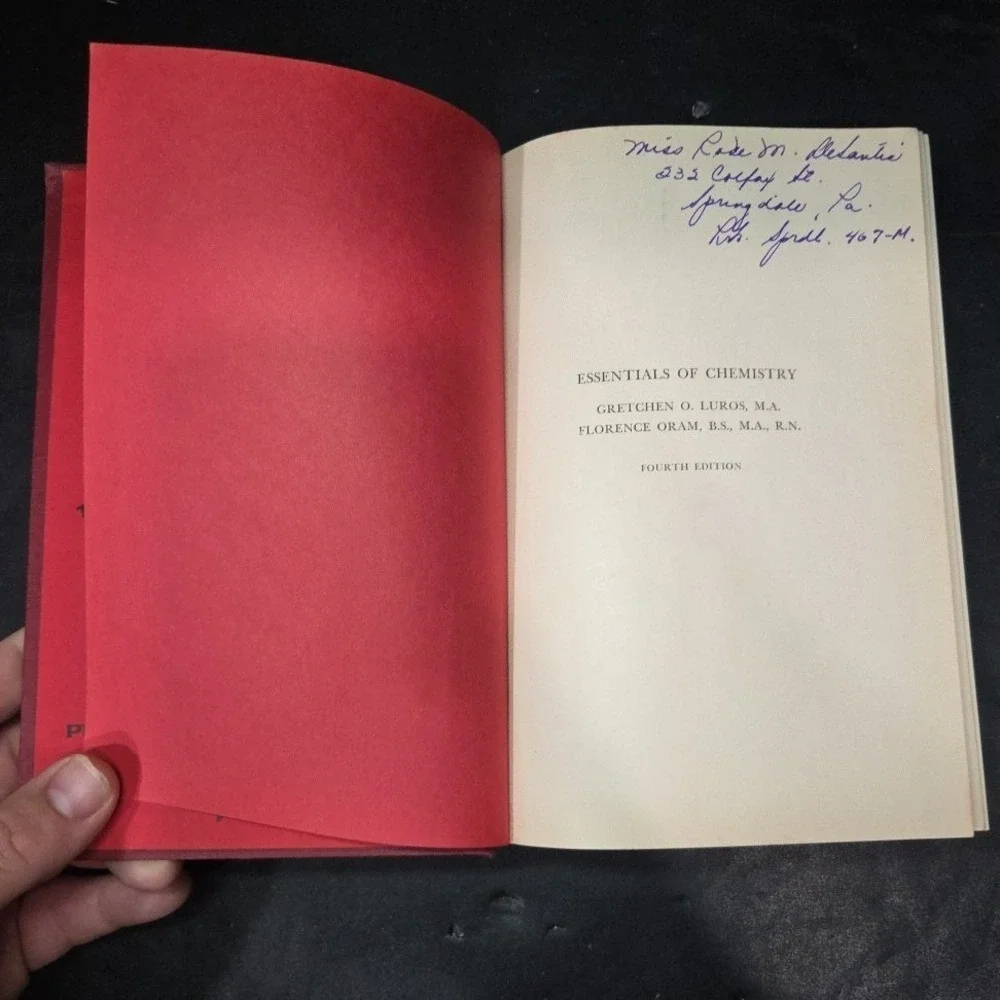 Essentials of Chemistry Luros Oram 1940 4th Ed Revised Hardcover Lippincott